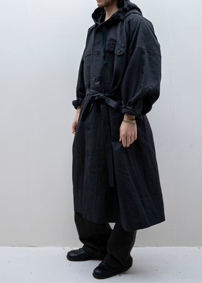 JAN-JAN VAN ESSCHE / "PARKA#8" ANTHRACITE RAMIE/LINEN TWILL