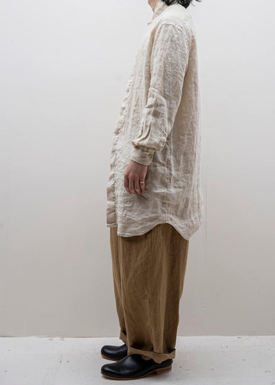 ZIIIN ANGO 硫化染 Brushed linen Long shirt / KINARI