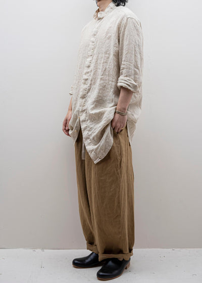 ZIIIN ANGO 硫化染 Brushed linen Long shirt / KINARI