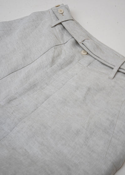 HED MAYNER / BELTED PANT / ECRU HERRINGBONE LINEN