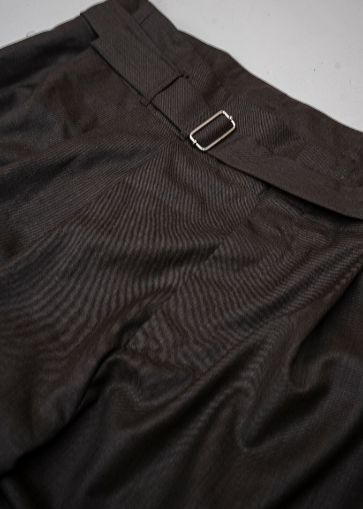 HED MAYNER / WIDE PLATED PANT / BROWN COOL WOOL