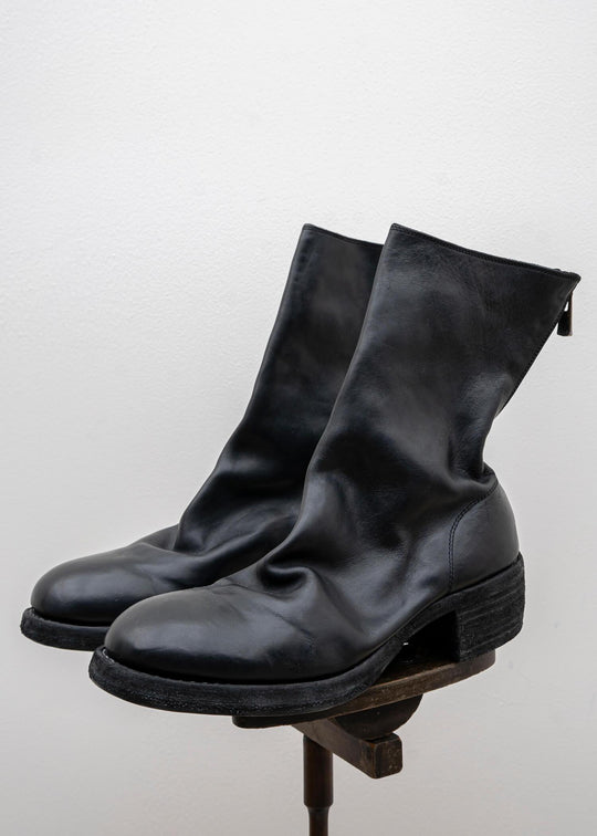 GUIDI / "788Z" BACK ZIP MID BOOT / HORSE FULL GRAIN / THICK SOLE LEATHER / BLKT / BLACK