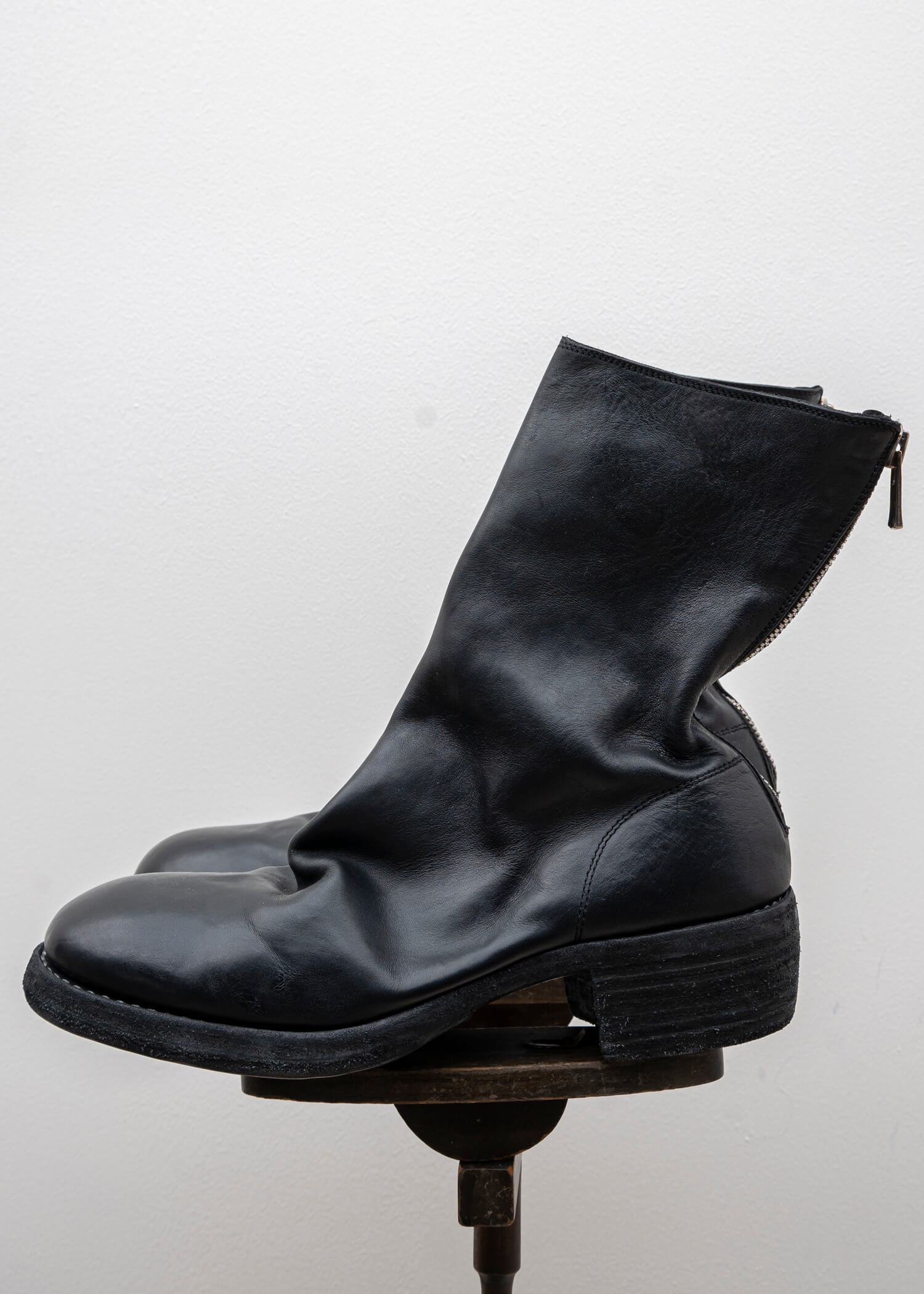 GUIDI / "788Z" BACK ZIP MID BOOT / HORSE FULL GRAIN / THICK SOLE LEATHER / BLKT / BLACK