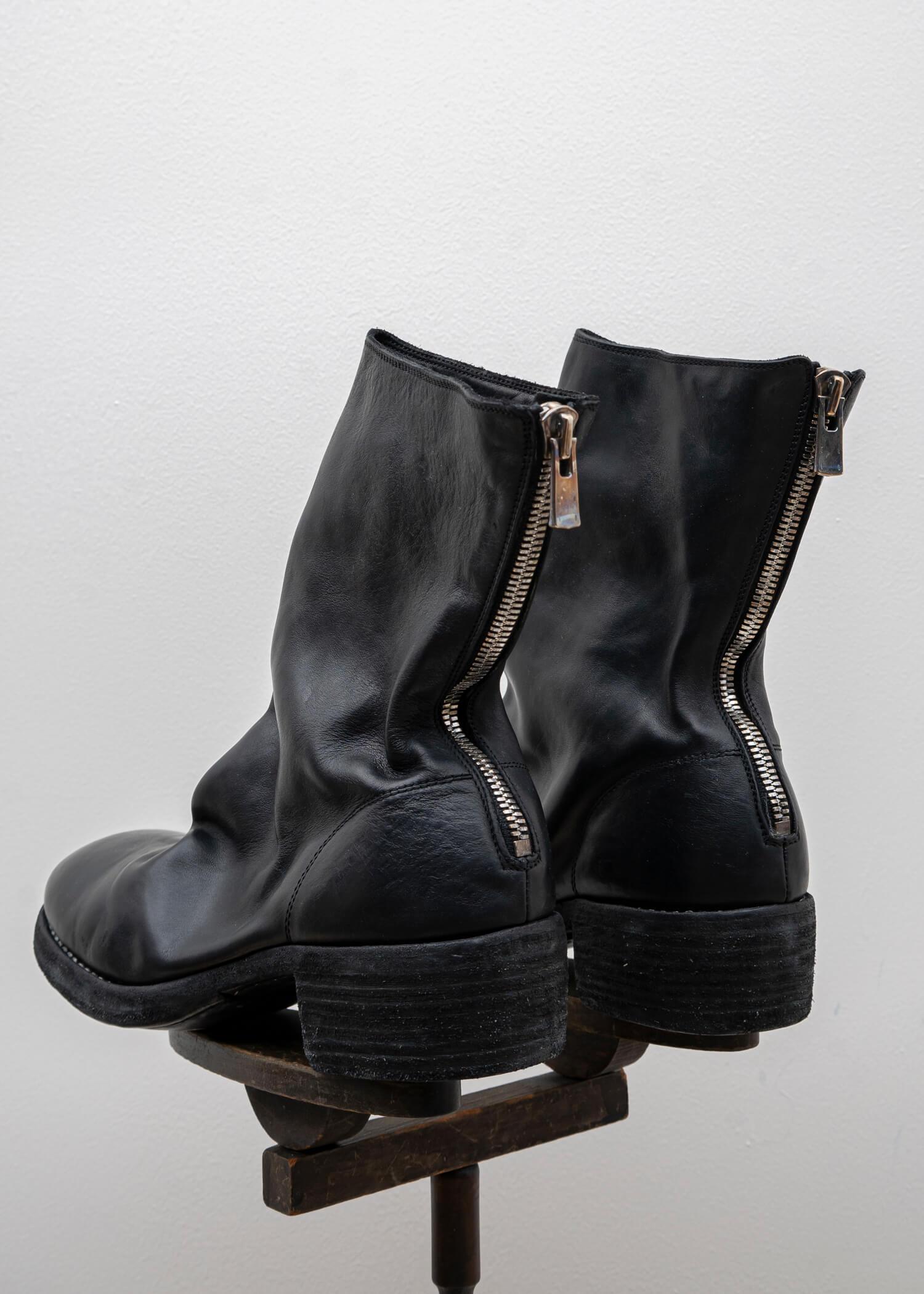 GUIDI / "788Z" BACK ZIP MID BOOT / HORSE FULL GRAIN / THICK SOLE LEATHER / BLKT / BLACK