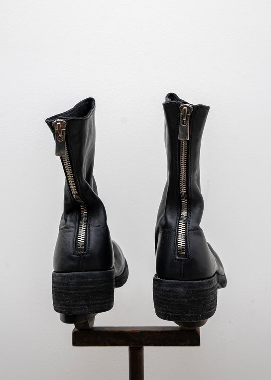 GUIDI / "788Z" BACK ZIP MID BOOT / HORSE FULL GRAIN / THICK SOLE LEATHER / BLKT / BLACK