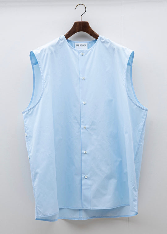 HED MAYNER / SLEEVELESS BUTTON SHIRT / BABY BLUE