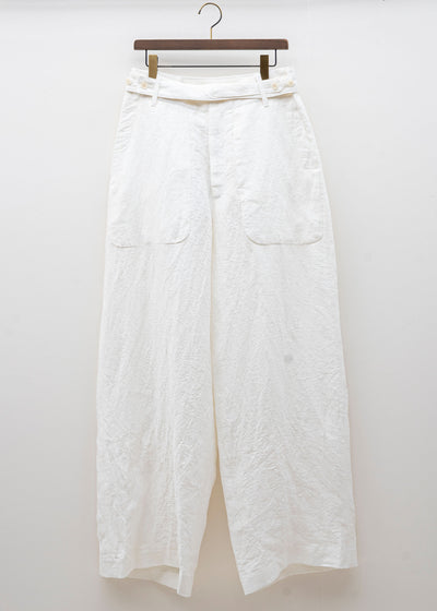 HED MAYNER / BELTED PANT / WHITE LINEN
