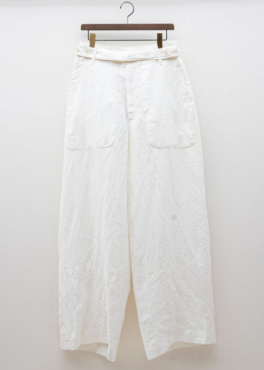 HED MAYNER / BELTED PANT / WHITE LINEN