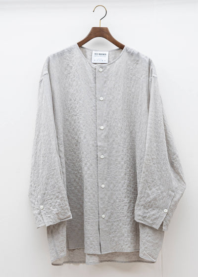 HED MAYNER / COLLARLESS BUTTON SHIRT / LIGHT BLUE CHECKS