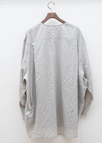 HED MAYNER / COLLARLESS BUTTON SHIRT / LIGHT BLUE CHECKS
