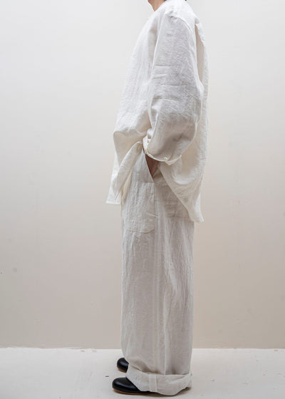 HED MAYNER / BELTED PANT / WHITE LINEN