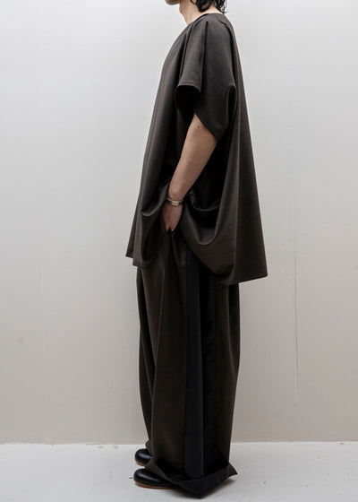 HED MAYNER / WIDE PLATED PANT / GRAY &amp; BROWN COOL WOOL