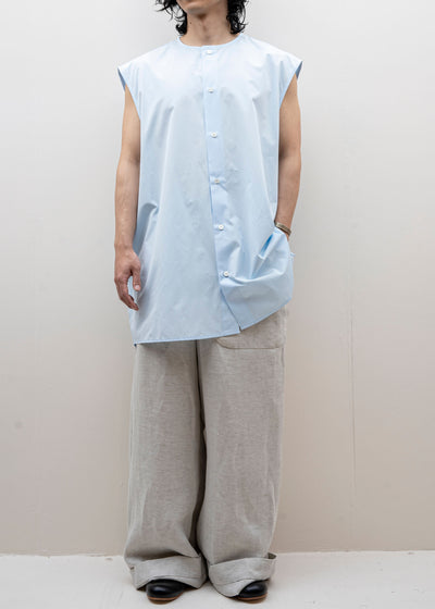 HED MAYNER / SLEEVELESS BUTTON SHIRT / BABY BLUE