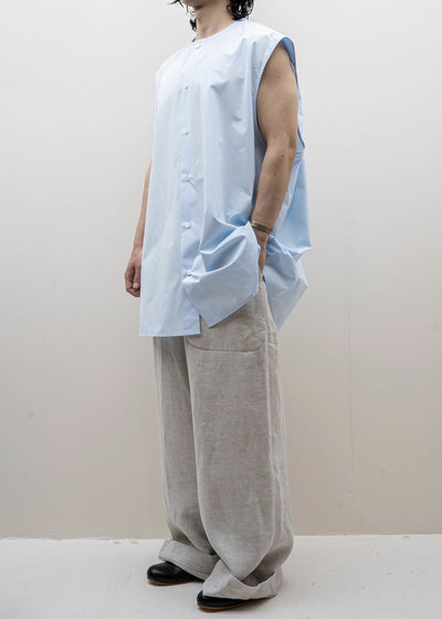 HED MAYNER / SLEEVELESS BUTTON SHIRT / BABY BLUE