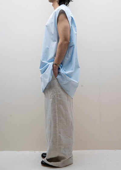 HED MAYNER / SLEEVELESS BUTTON SHIRT / BABY BLUE