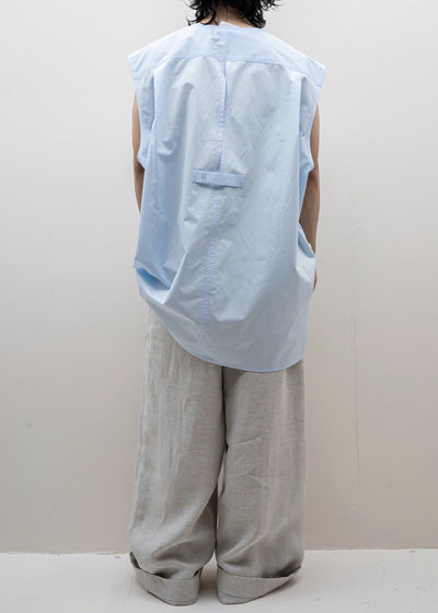 HED MAYNER / SLEEVELESS BUTTON SHIRT / BABY BLUE