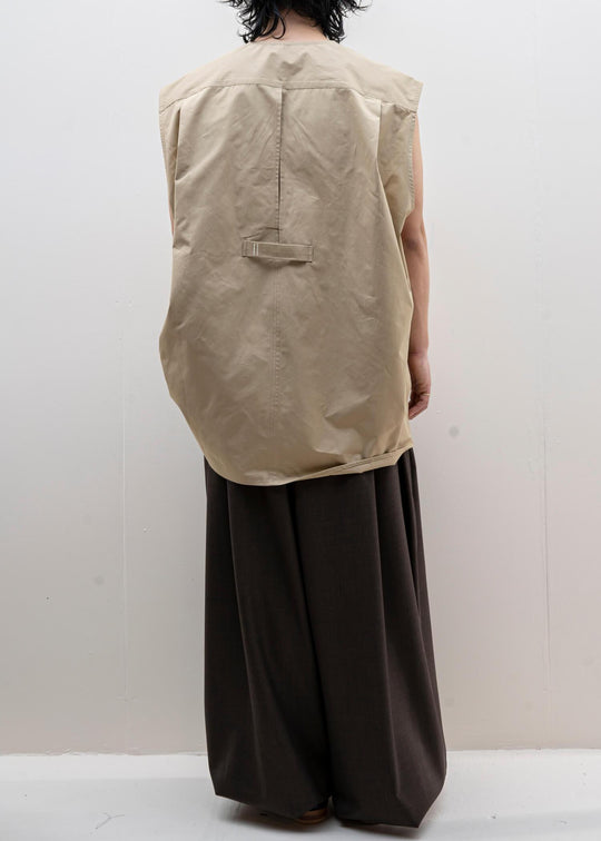 HED MAYNER / WIDE PLEATED PANT / BROWN COOL WOOL