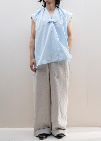 HED MAYNER / SLEEVELESS BUTTON SHIRT / BABY BLUE