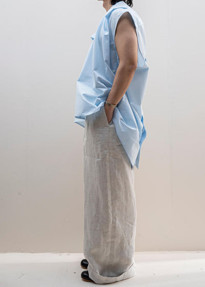 HED MAYNER / SLEEVELESS BUTTON SHIRT / BABY BLUE
