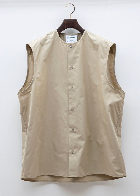 HED MAYNER / SLEEVELESS BUTTON SHIRT / BEIGE COTTON