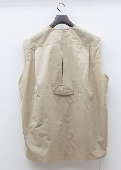 HED MAYNER / SLEEVELESS BUTTON SHIRT / BEIGE COTTON