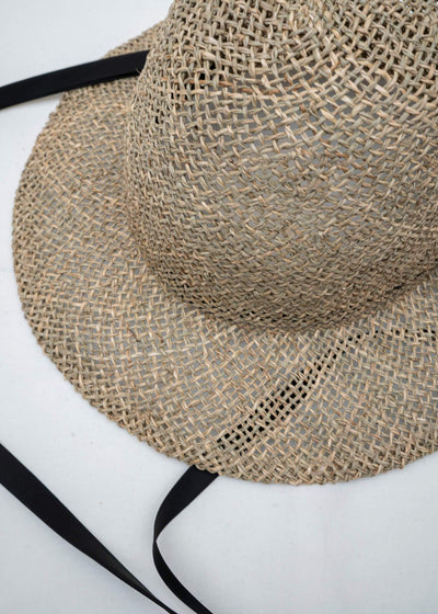 SCHA / Art#1225 / Traveler "R+" Straw Hat / Black × Natural
