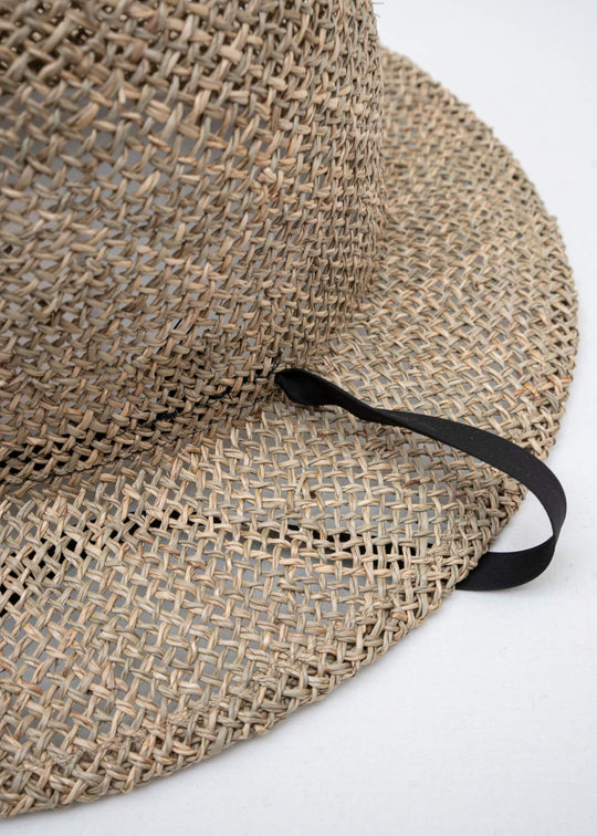 SCHA / Art#1225 / Traveler "R+" Straw Hat / Black × Natural