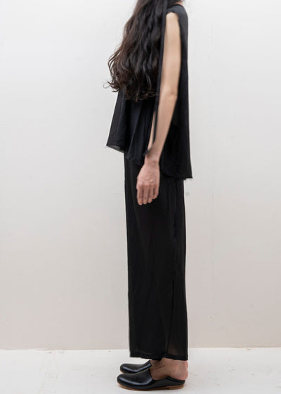 SCHA / Art#1472 / Habutai Silk Tank Top / Black