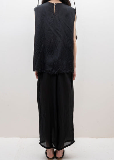SCHA / Art#1472 / Habutai Silk Tank Top / Black