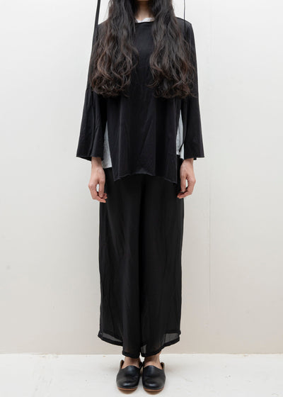 SCHA / Art#1486 / Round Neck Cape Jumper / Black