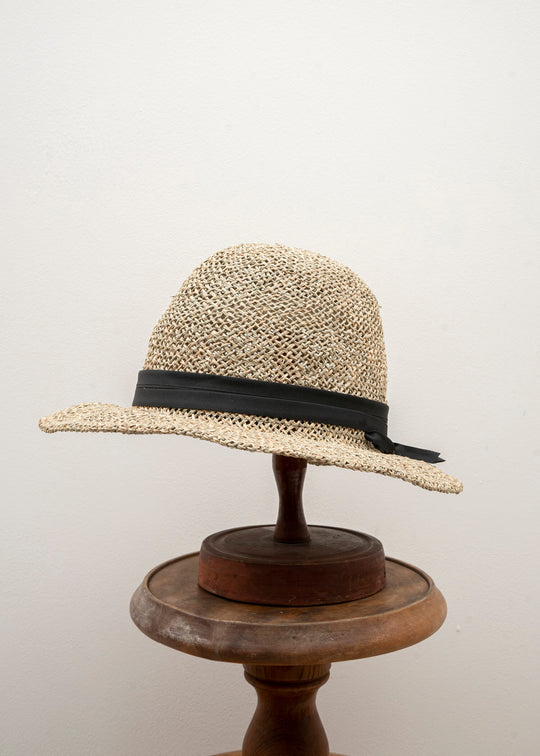 SCHA / Art#1225 / Traveler "R+" Straw Hat / Black × Natural