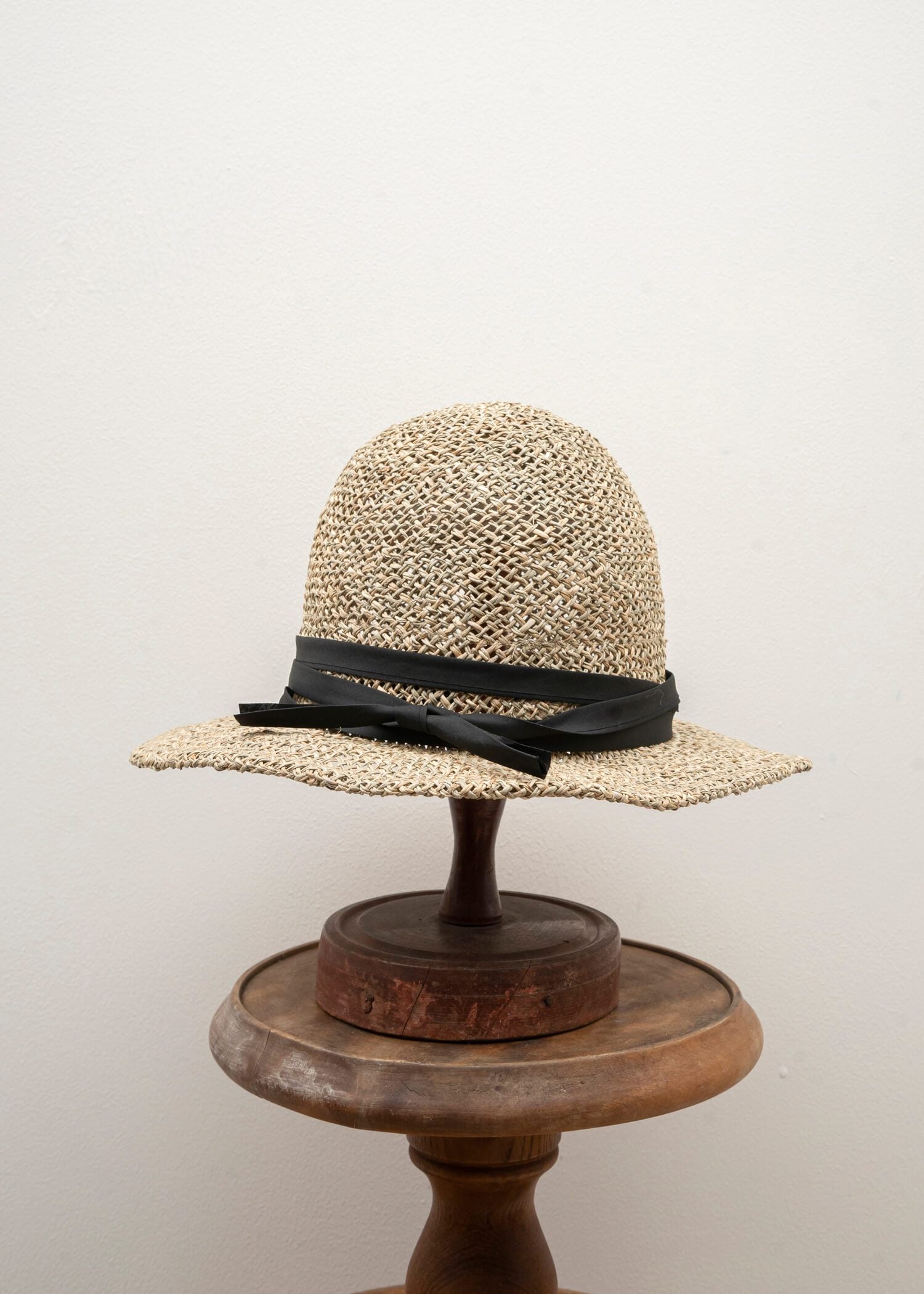 SCHA / Art#1225 / Traveler "R+" Straw Hat / Black × Natural