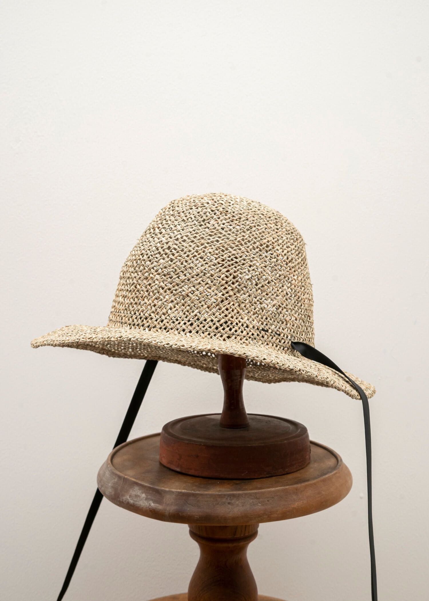 SCHA / Art#1225 / Traveler "R+" Straw Hat / Black × Natural