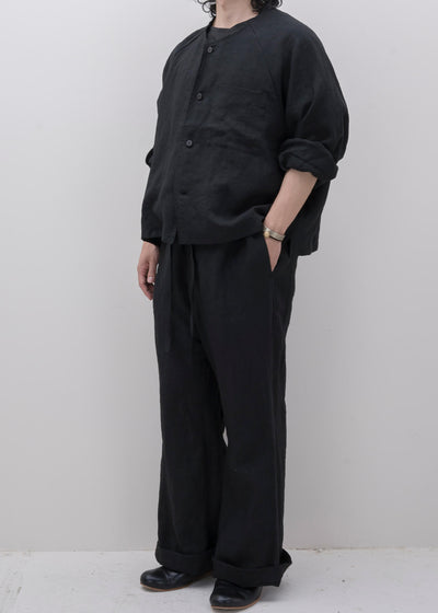 ZIIIN / "GOKUH" Linen Raglan Sleeve Short Jacket / BLACK