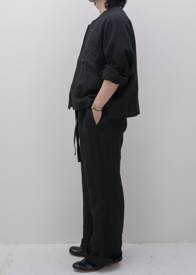 ZIIIN / "GOKUH" Linen Raglan Sleeve Short Jacket / BLACK