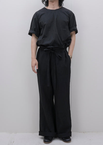ZIIIN / "MIROK" Linen Baggy Pants / BLACK
