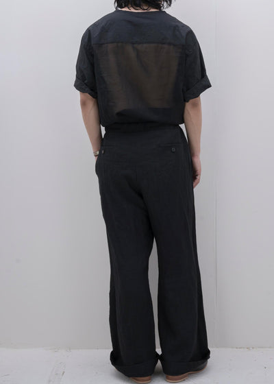 ZIIIN / "MIROK" Linen Baggy Pants / BLACK