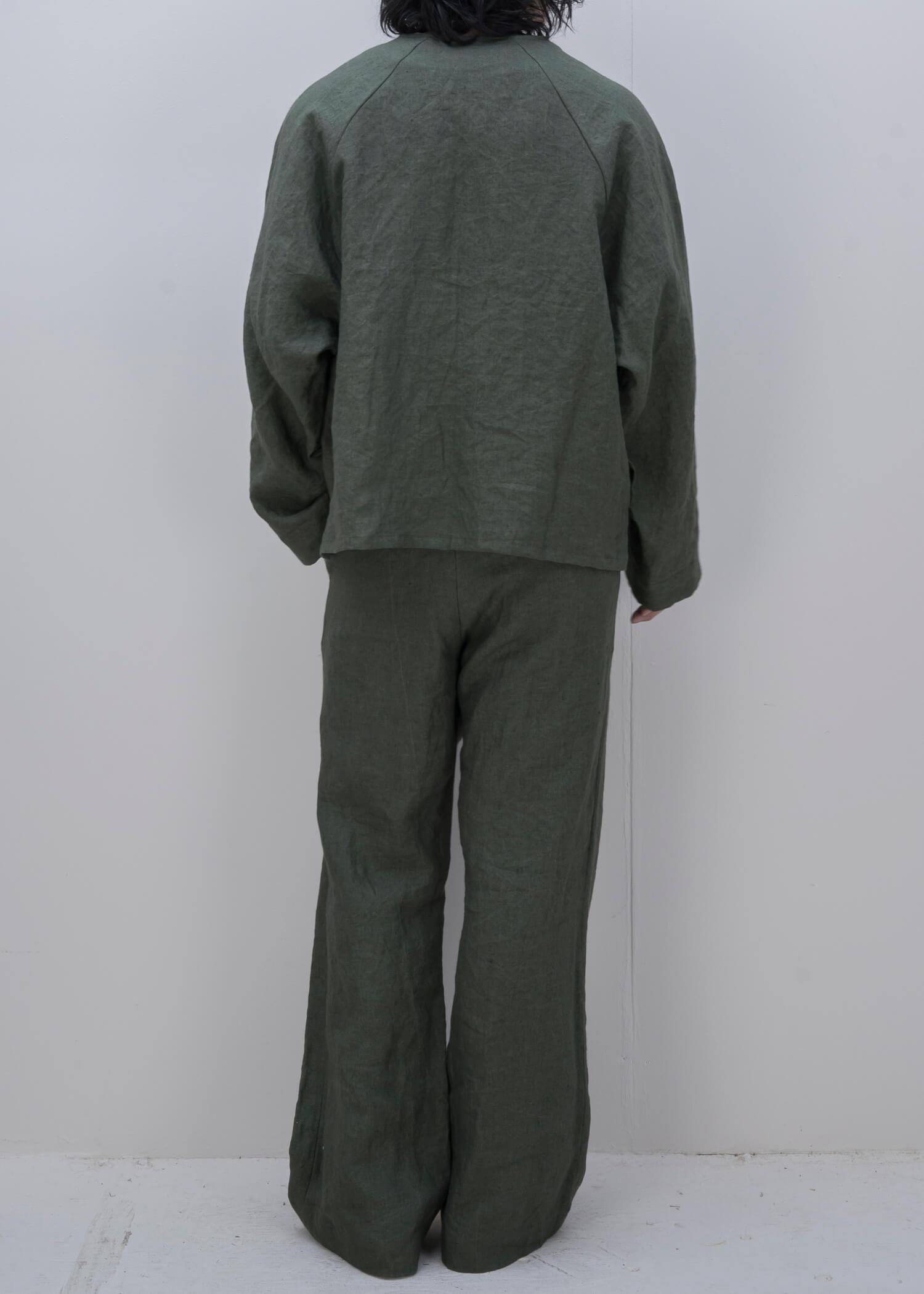 ZIIIN / "GOKUH" Linen Raglan Sleeve Jacket / MOSS