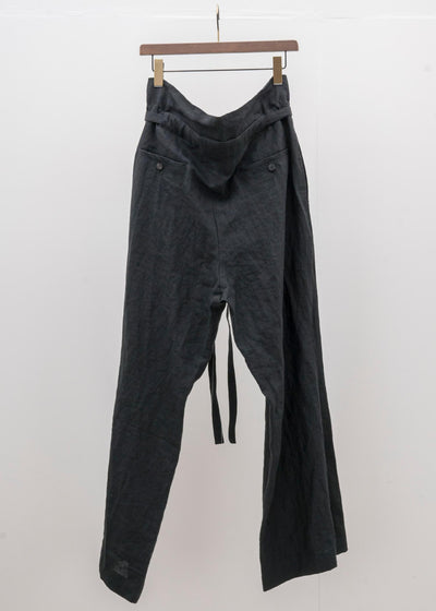 ZIIIN / "MIROK" Linen Baggy Pants / BLACK