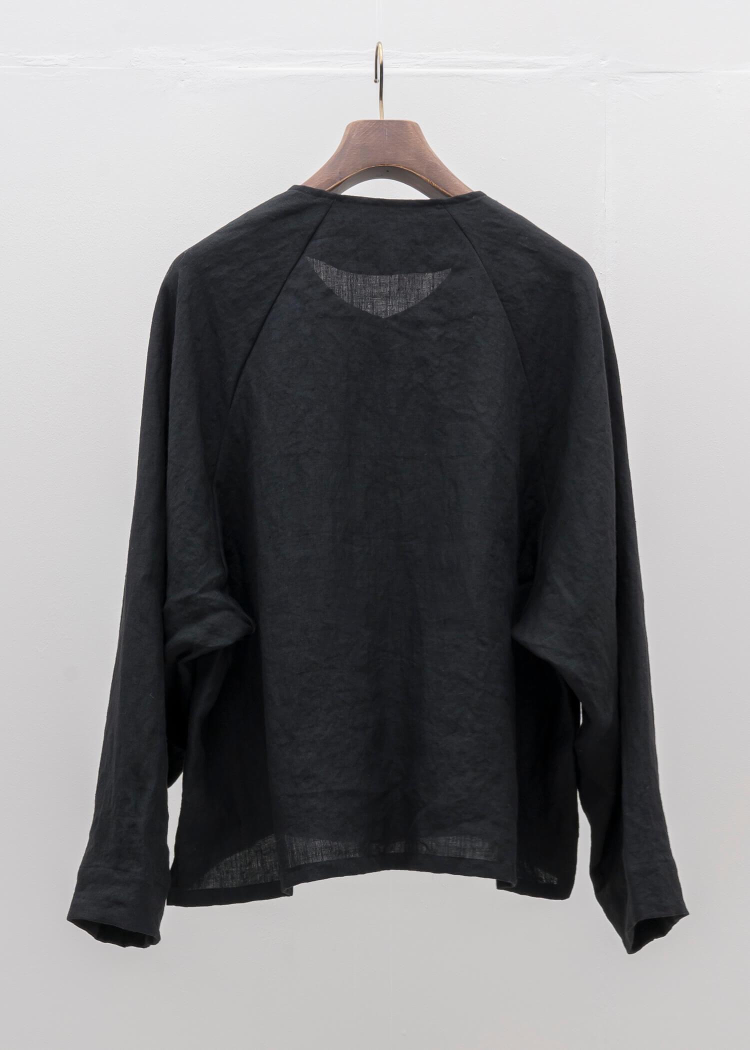 ZIIIN / "GOKUH" Linen Raglan Sleeve Short Jacket / BLACK