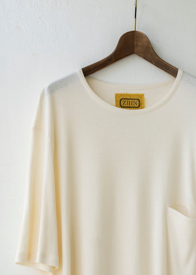 ZIIIN / "FAUST" One Pocket Loose Tee / VANILLA