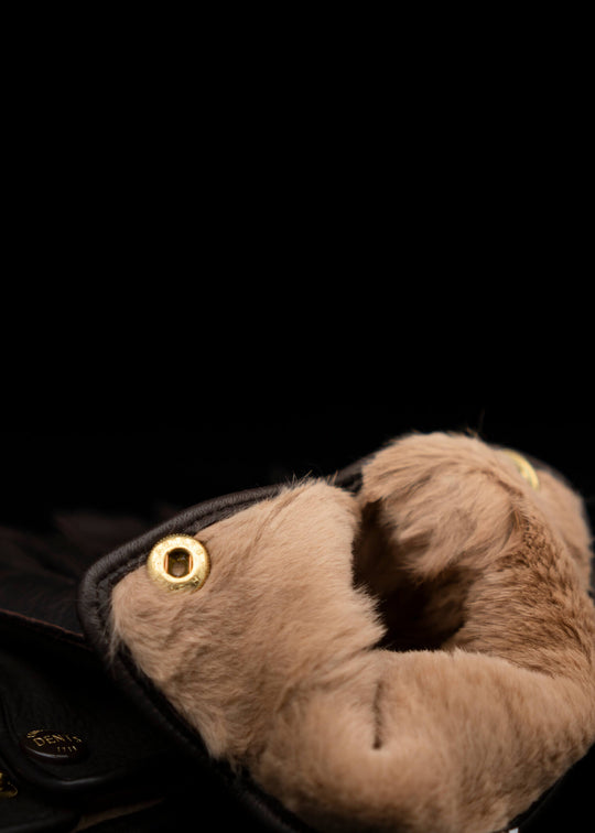 DENTS Deerskin and Rabbit Fur lining Gloves BARK 15-1544 Windsor