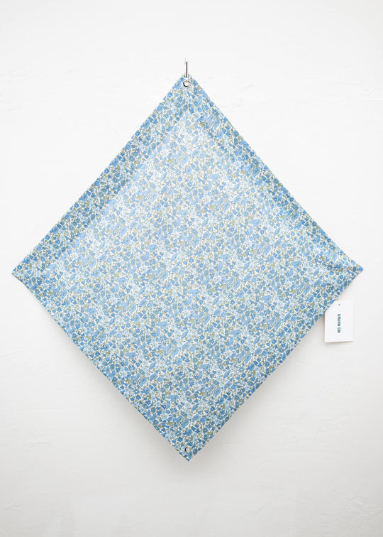 HED MAYNER SQUARE KERCHIEF LIGHT BLUE AND ECRU FLOWERS