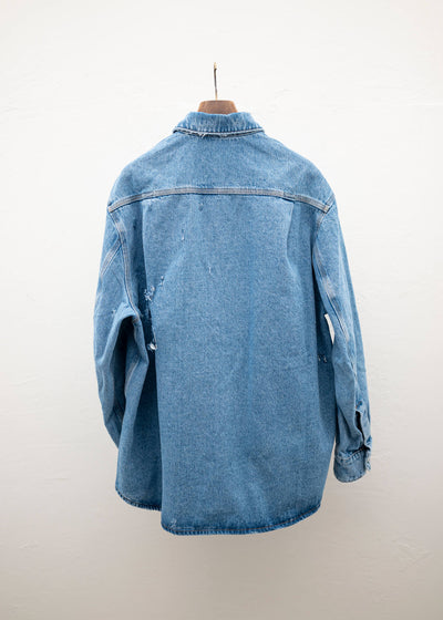 HED MAYNER DESTROYED DENIM SHIRT BLUE
