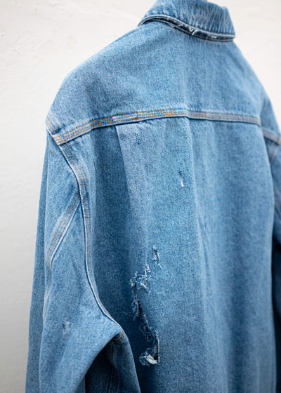 HED MAYNER DESTROYED DENIM SHIRT BLUE