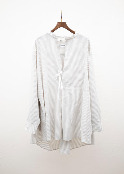 HED MAYNER PLEATED SHIRT COOL GREY PINSTRIPES