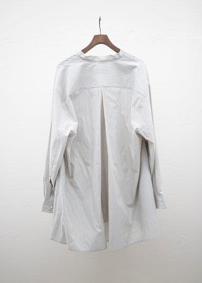 HED MAYNER PLEATED SHIRT COOL GREY PINSTRIPES