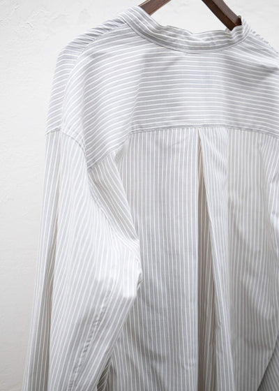HED MAYNER PLEATED SHIRT COOL GREY PINSTRIPES