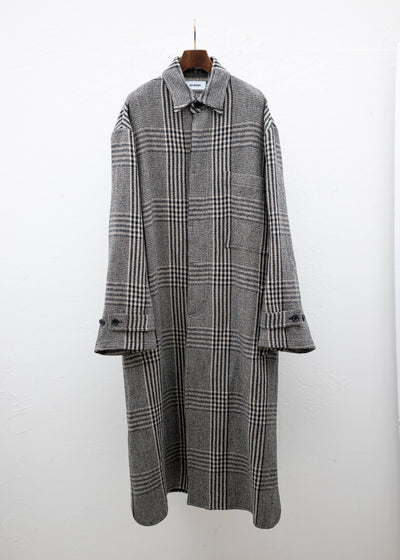 HED MAYNER OVERCOAT BLACK-ECRU CHECKS