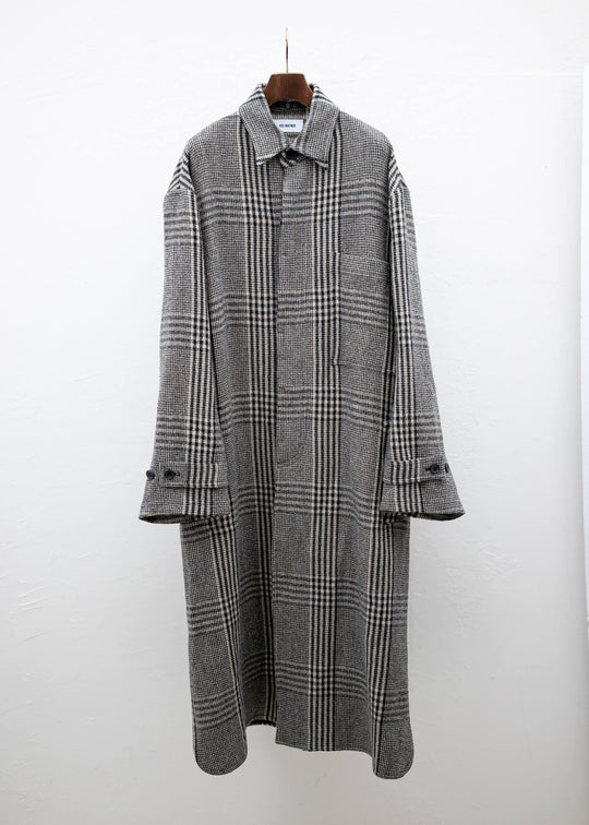 HED MAYNER OVERCOAT BLACK-ECRU CHECKS